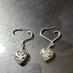 Antique silver heart shaped earrings